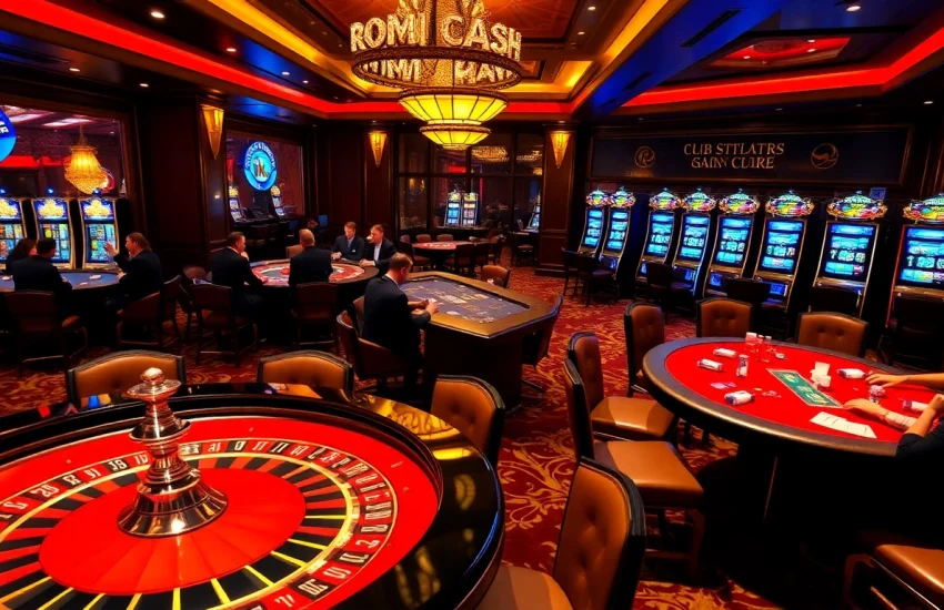 Engage in a thrilling casino experience at 888new.com with players at a roulette table and vibrant slot machines.