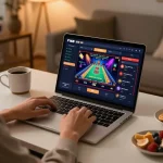 Engaged player on trang chủ F168 enjoying thrilling online casino games in a cozy setting.