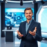 Aktuelle Technik News im Fokus auf einem modernen Nachrichtenplatz, gut beleuchtet.