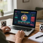 Người chơi LUCK8 tham gia vào bàn roulette trực tuyến trong một không gian ấm cúng tại nhà.