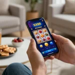 SX88 app in action with player enjoying mobile casino gameplay at home, vibrant and engaging atmosphere.