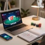 uu88 online poker session showing strategic gameplay and cozy home workspace