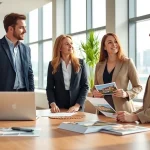 Immobilienmakler Frankfurt Eckenheim beraten Kunden in einem modernen Büro.