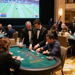 WinWin blackjack table scene highlighting players in action with high stakes and excitement.