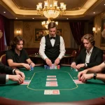 tv88 poker players engaged in strategic gameplay at an upscale casino table