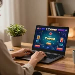 TWIN68 player enjoying an online poker game at home with a warm and inviting atmosphere.