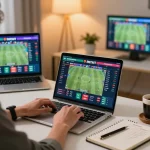 Engaging in live betting with ty le keo nha cai displayed on screen, showcasing online gaming strategies.