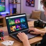 Exciting zbet online sports betting experience in a vibrant home office setting.