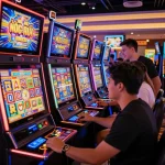 Experience nổ hũ mm88 excitement at colorful slot machines in a vibrant casino atmosphere.
