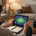 Engaging in Đá gà thomo streams on tablet during online gambling session.
