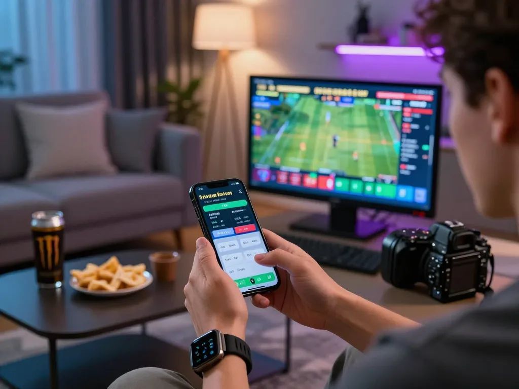 Tỷ lệ kèo nhà cái hôm nay displayed on smartphone in an engaging online sports betting scene
