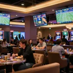 E2BET chính chủ offers an immersive sports betting experience with live odds displays and enthusiastic bettors.