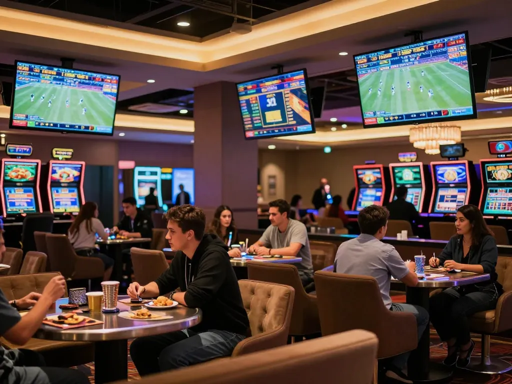 E2BET chính chủ offers an immersive sports betting experience with live odds displays and enthusiastic bettors.