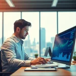 Finanzanalyse durch einen Finanzanalyst in einem modernen Büro vollzogen.