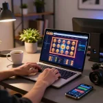 Engaging user interface of GG88 casino platform displayed on laptop screen with vibrant graphics