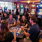 Players celebrating a jackpot win on Lucky 88 slot machines in a vibrant casino atmosphere.
