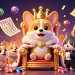 Engage with the vibrant sun win online casino scene featuring a royal corgi and colorful lottery elements.