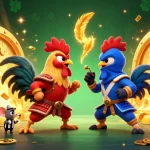 Engage with thrilling action at 88bet with dynamic roosters in a gold-filled casino scene.