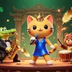King88 showcases a vibrant casino scene with a jazz-singer cat, a saxophone crocodile, and a drum-playing bear, celebrating gaming.