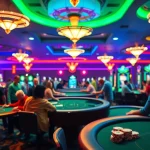 Die LolaJack-Casino-Szene zeigt Spieler, die an Tischen Spaß haben.