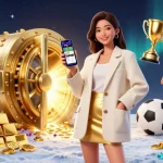Experience taihitclub's thrilling games with a dynamic illustration featuring sports betting and treasure elements.