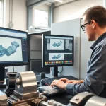 cnc teile fertigen lassen in einer modernen CNC-Fertigung mit präzisen Maschinen und CAD-Design.