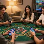Players engaging with SV66 online casino apps on smartphones, showcasing live betting excitement and gaming diversity.