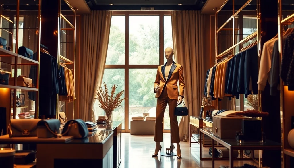 Alvionz showcases luxurious fashion in an elegant boutique setting with chic garments and vibrant colors.