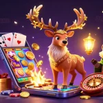 Daga88 features a magical druid with a smartphone while celebrating big wins with golden coins