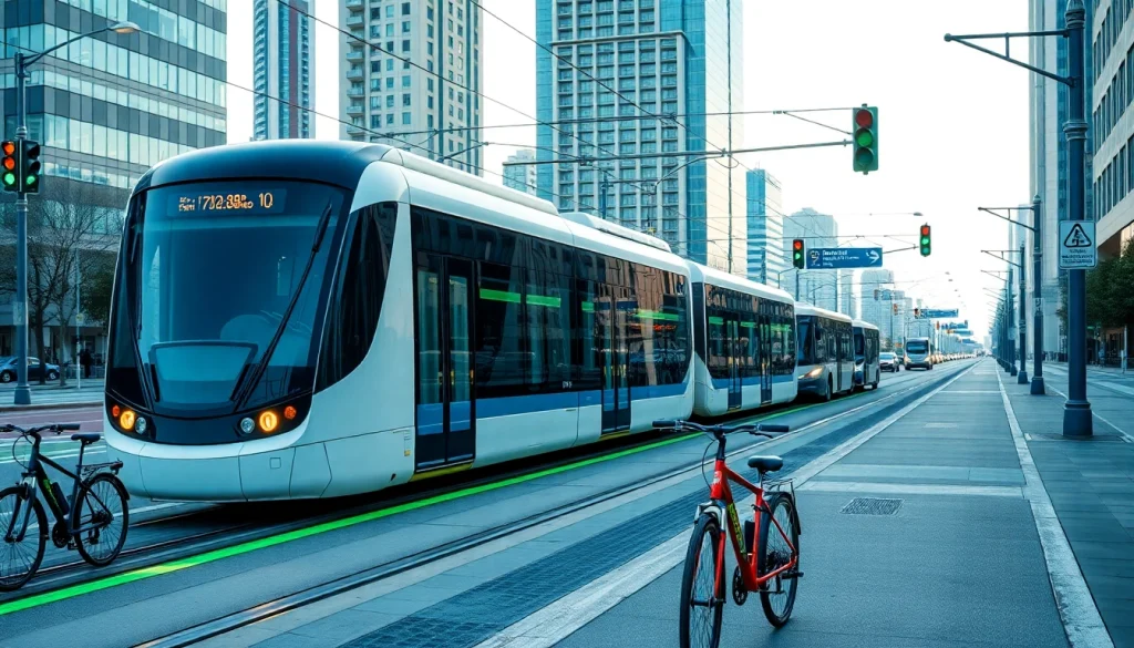 Verkehrstechnologie in einer modernen städtischen Infrastruktur mit innovativen Transportmitteln.