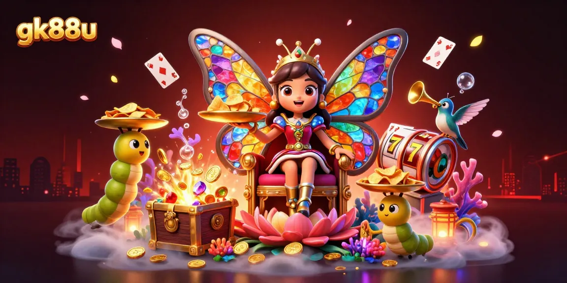 Enjoy the rich gaming experience with gk88u's vibrant illustration showcasing thrilling casino elements and enchanting characters.