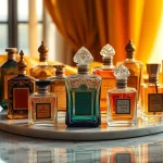 ARABISCHES PARFÜM in elegant bottles displayed on a luxurious marble table.