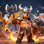 Engage with SC 88's vibrant casino scene featuring a Viking bear and Valkyrie eagle amid dynamic game elements.
