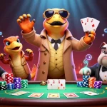 Engage with sc88vn at a vibrant casino scene featuring playful raptors and thrilling poker elements.