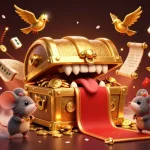 Experience thrilling gaming at vv88 with a vibrant 3D treasure chest and dynamic casino elements.