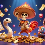 Engage with the vibrant world of 98 win, showcasing colorful lottery elements, exciting slot games, and animated characters.