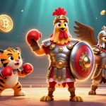 Engage in thrilling gambling with 33win33, featuring dynamic 3D characters in an impressive casino scene.