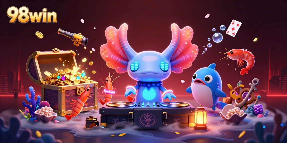 Engage in thrilling underwater gaming with 98win, showcasing vibrant characters in action.