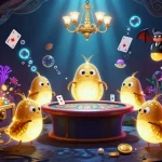 Join the excitement with nhà cái 13Win in this vibrant 3D illustration of a glowing casino filled with treasures.