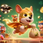 Experience the vibrant open88 casino atmosphere with a superhero dog flying and gold coins scattering.