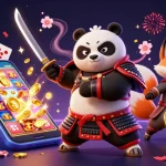 Engage with the app 98win's thrilling casino experience featuring dynamic characters, festive elements, and captivating game graphics.