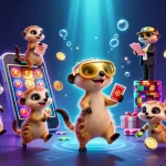 Experience excitement at sc88 with cartoon meerkats managing a lively casino operation, showcasing games and fun.