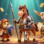 Join the excitement at Lc88 with thrilling slot games and cryptocurrency elements in a vibrant 3D scene.