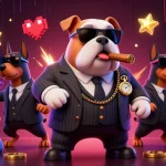 Engage in top-tier gaming with lc88's vibrant 3D mafia-themed illustration showcasing interactive casino elements.