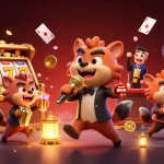 Experience thrilling games at our vibrant mobile casino with cartoon hyenas hosting entertainment.