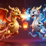 Join the excitement of 78win com as it showcases dragon duels amidst vibrant casino elements.
