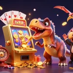 lx88 slot machine fantasy, pachycephalosaurus winning jackpot coins in a vibrant casino scene